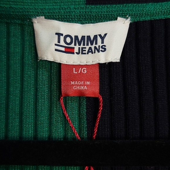 Tommy Hilfiger NWT Blue & Green Preppy Long Sleeve Button-Up Cardigan Sweater LG - Picture 7 of 11